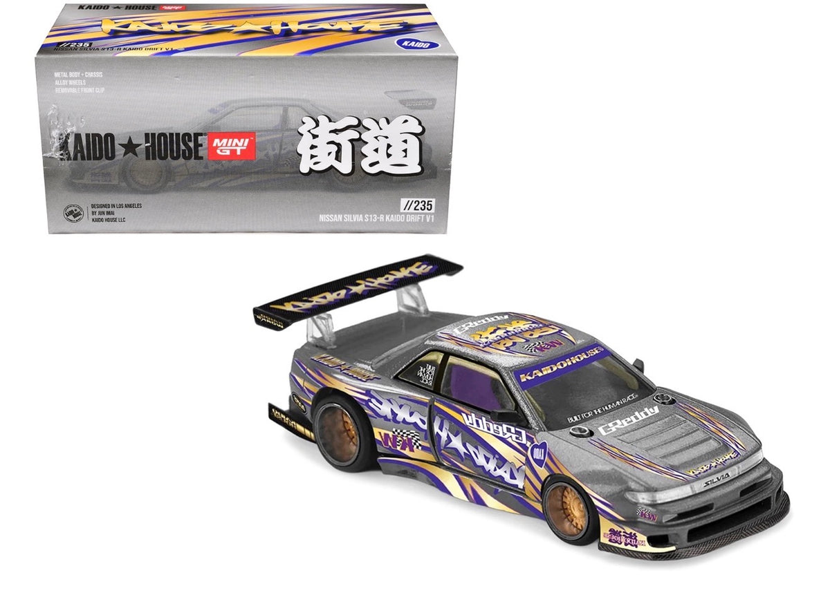 Kaido House x Mini GT Nissan Silvia S13-R Kaido Drift V1 Greddy #235 1/64 Sealed