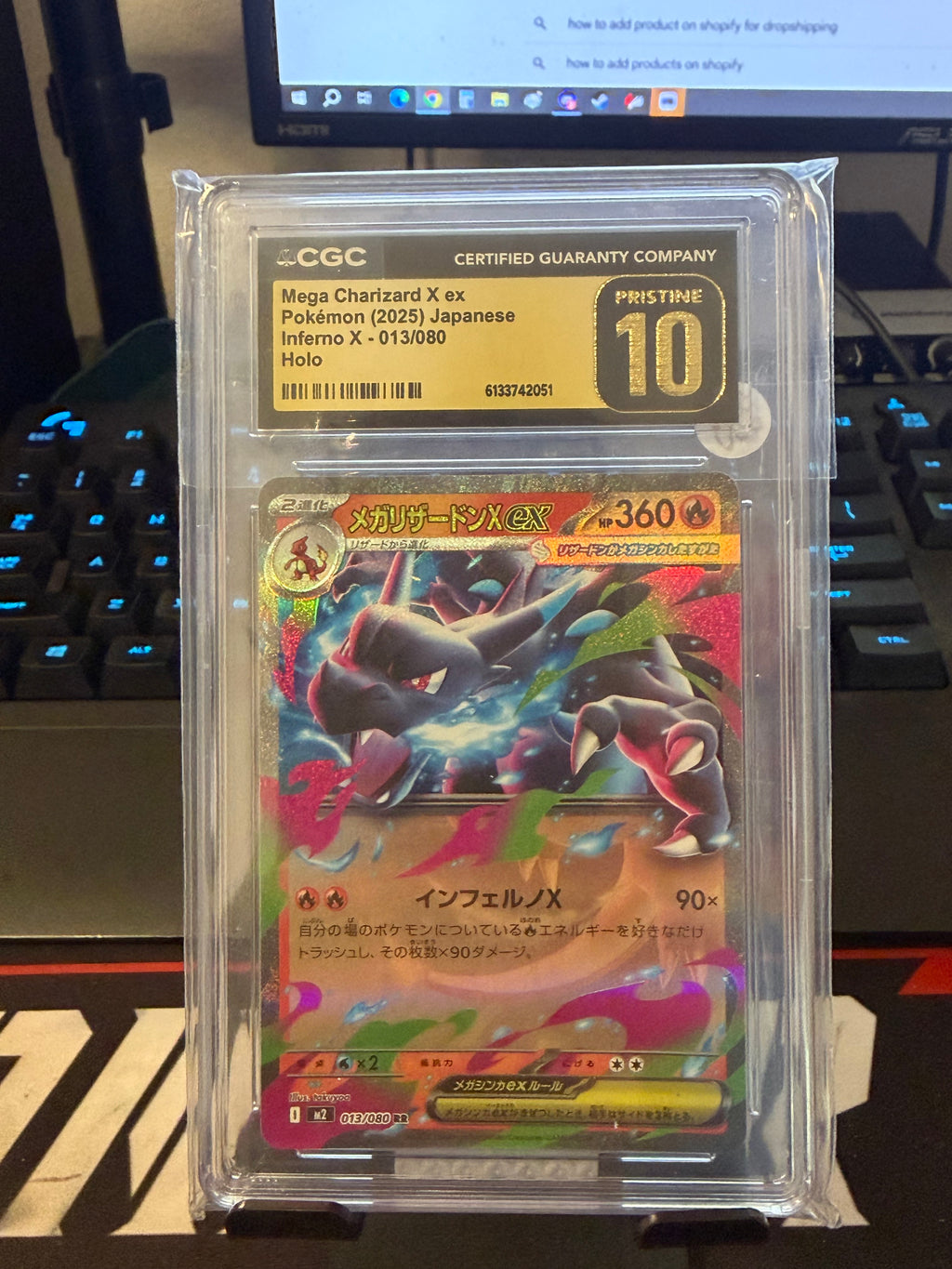 2025 Pokemon Japanese Mega Charizard X ex 013/080 CGC Pristine 10 Inferno X Holo