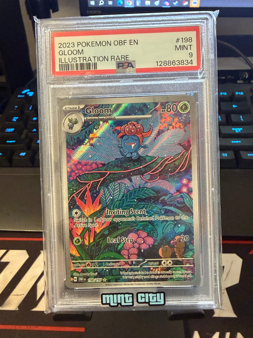 PSA 9 Mint Gloom Illustration Rare #198/197 Obsidian Flames Pokémon Card