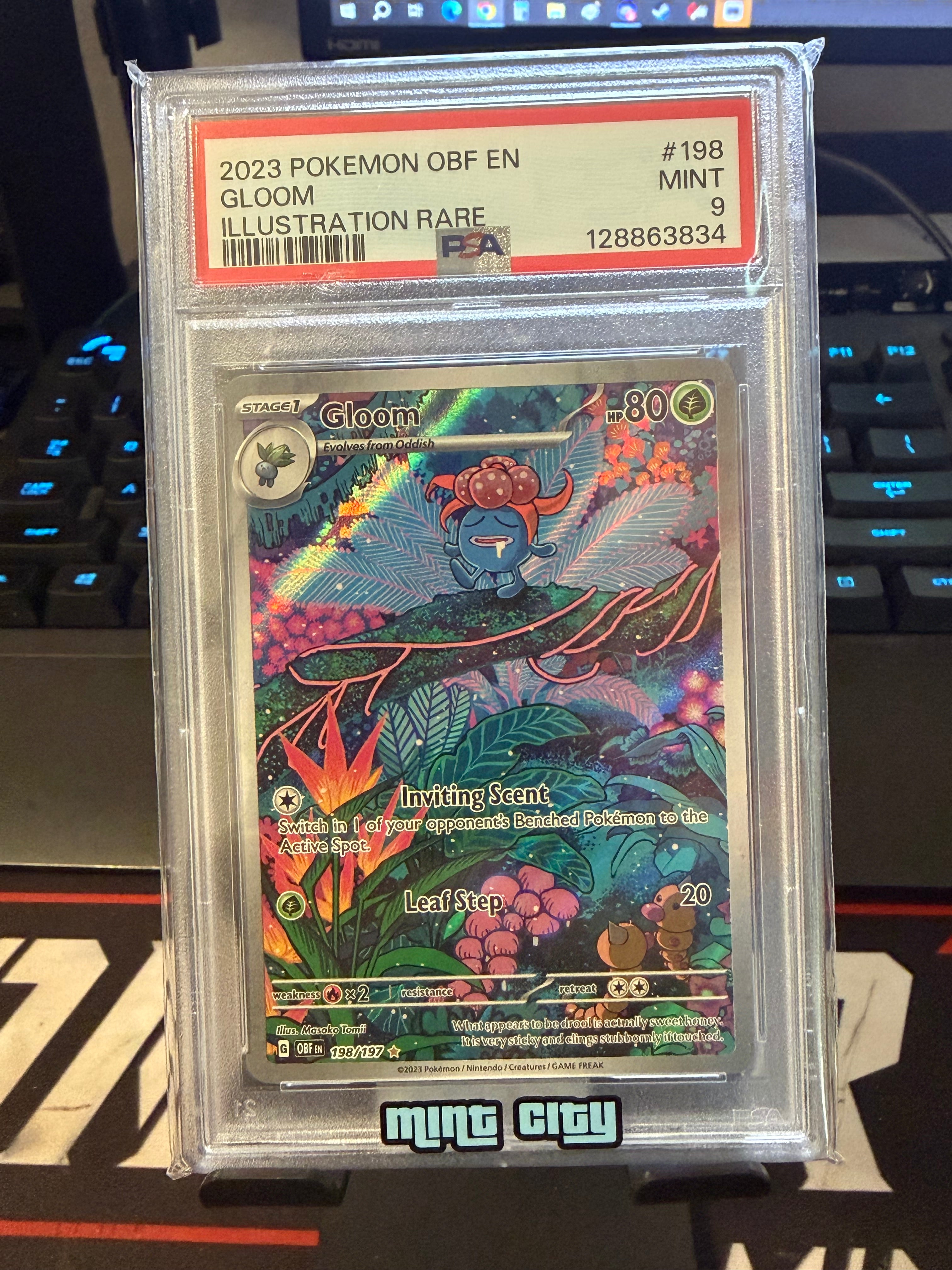 PSA 9 Mint Gloom Illustration Rare #198/197 Obsidian Flames Pokémon Card