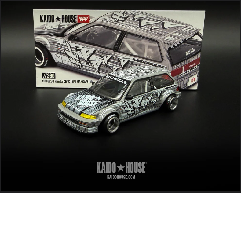 Kaido House x Mini GT 1:64 Honda Civic (EF) Kaido Manga V1 Silver KHMG260