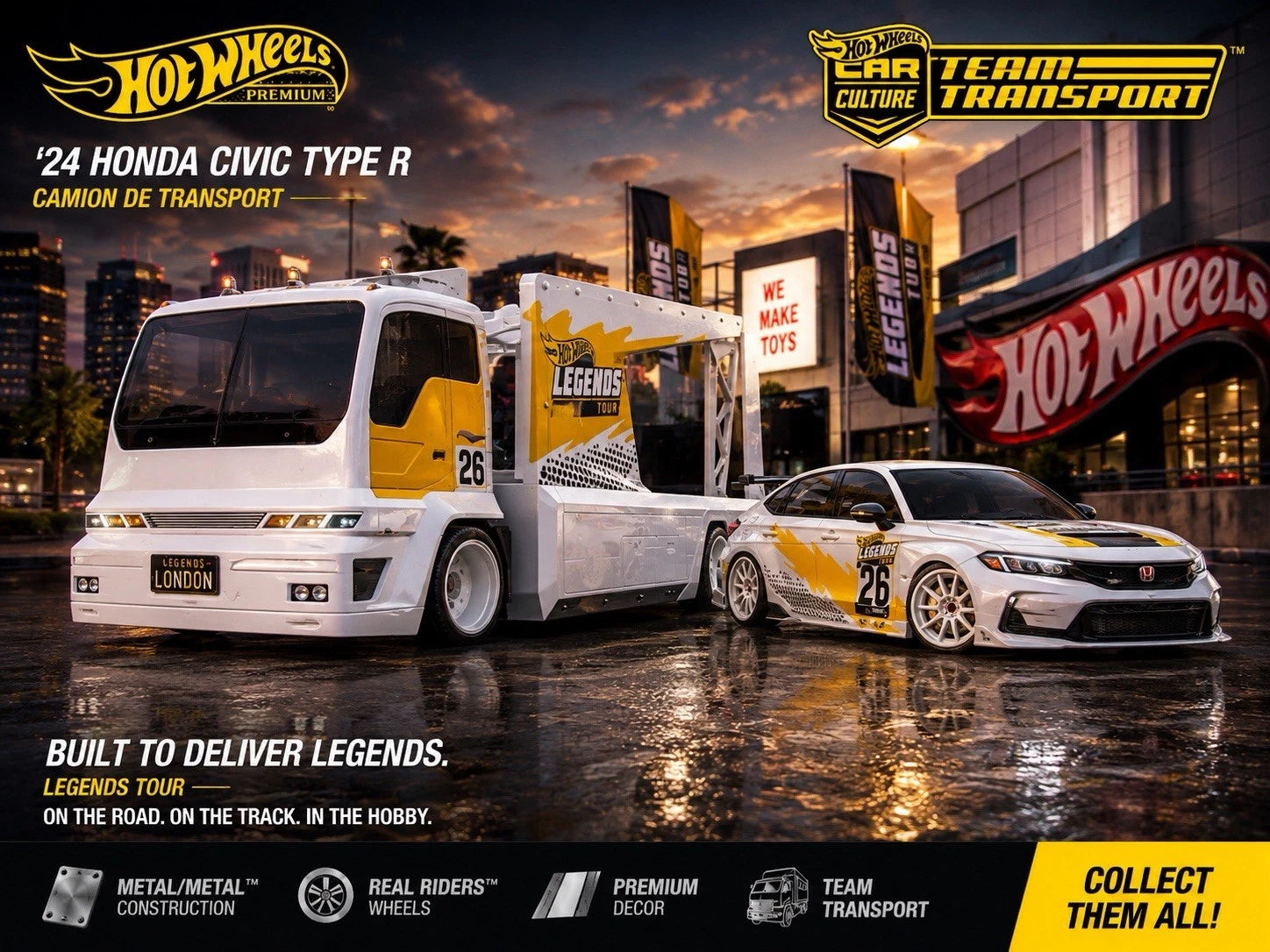 Hotwheels Team Transport Legends Tour 2024 Honda Civic Type R 1:64 Unopened