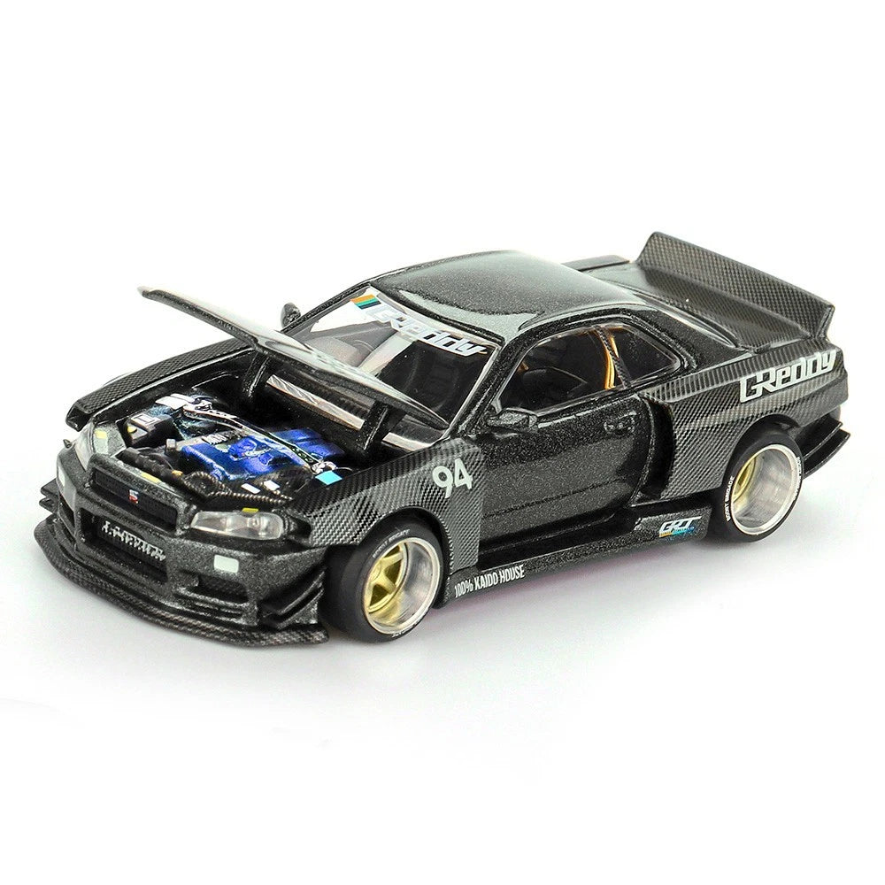 Kaido House x Mini GT 1:64 Nissan Skyline GT-R R34 Kaido Works GReddy V2 Bk #222