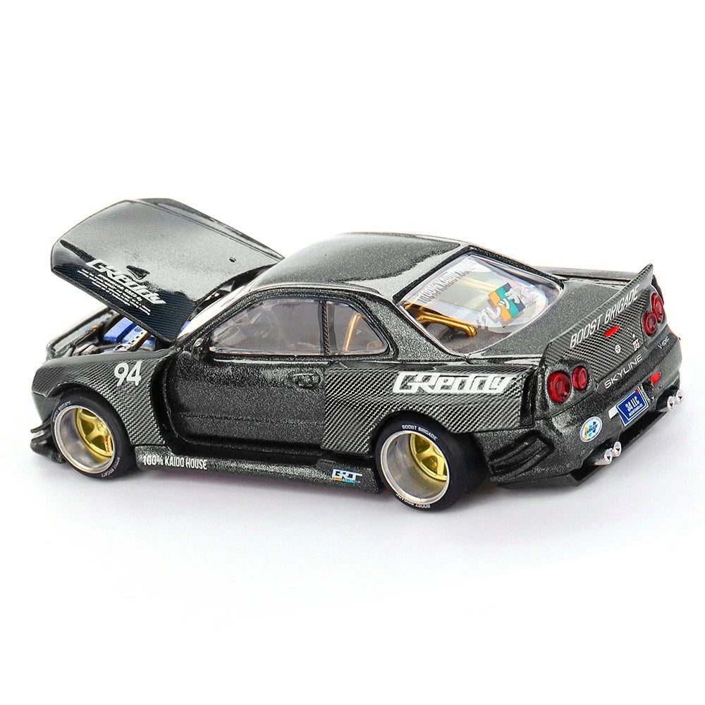 Kaido House x Mini GT 1:64 Nissan Skyline GT-R R34 Kaido Works GReddy V2 Bk #222