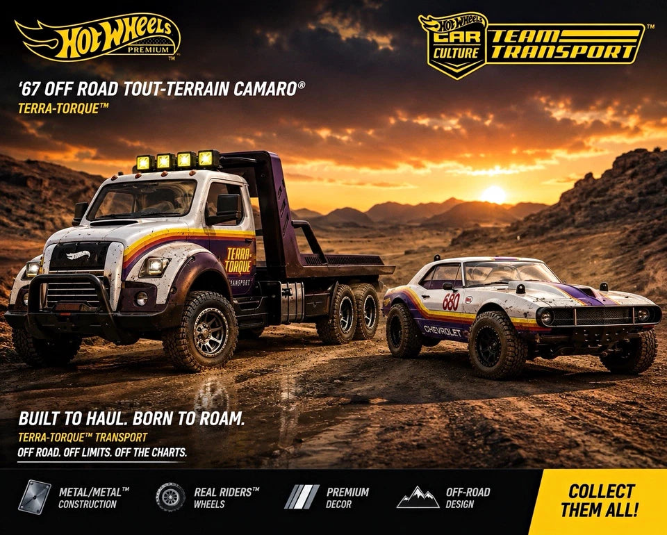 Hotwheels Car Culture Team Transport Terra-Torque '67 Camaro Real Riders 1:64